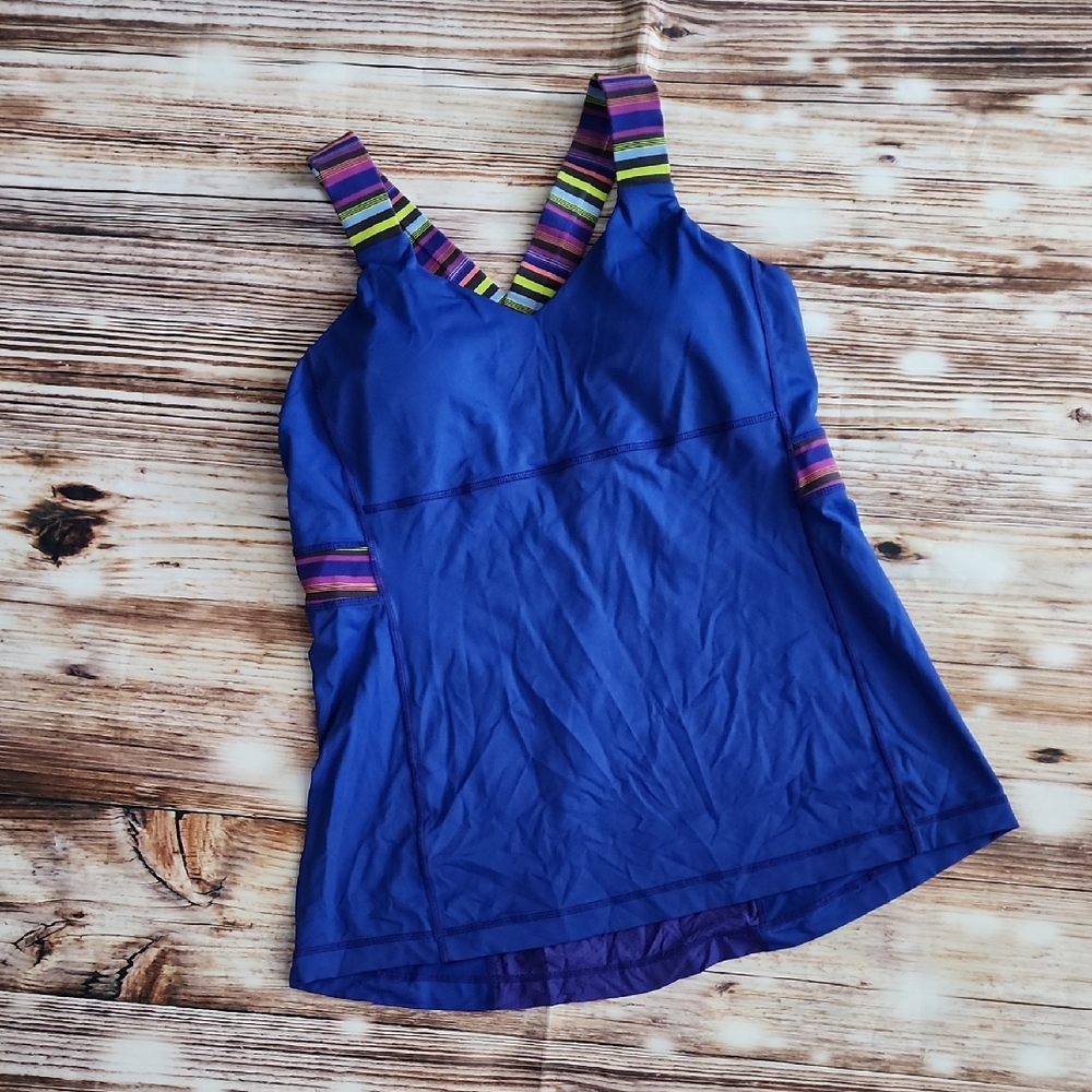 Lululemon Blue Tank Top with Striped Straps
